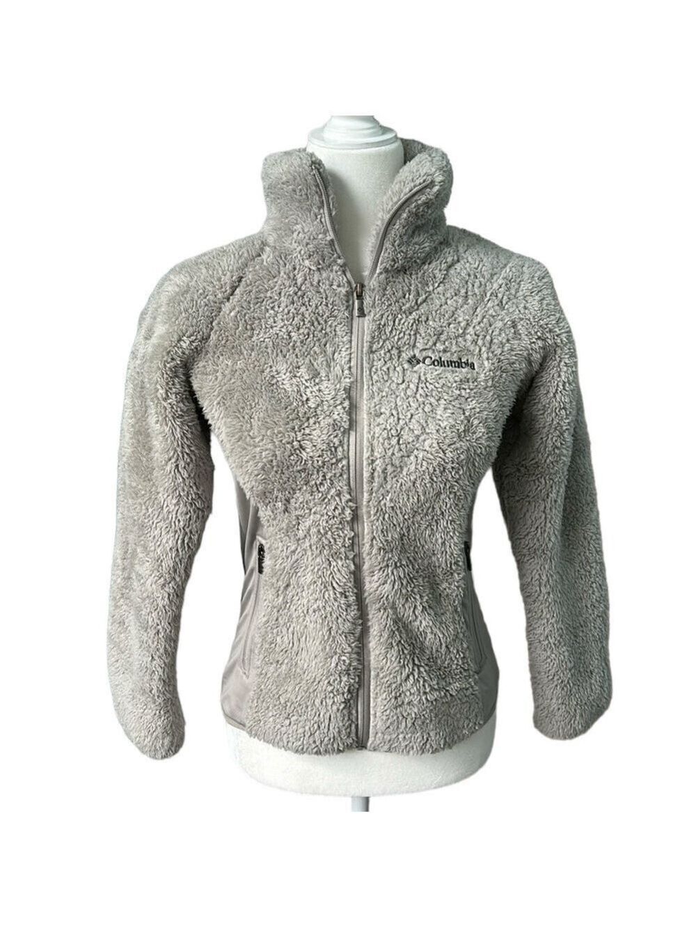Columbia Fleece Full Zip Jacket Light Gray Size XS